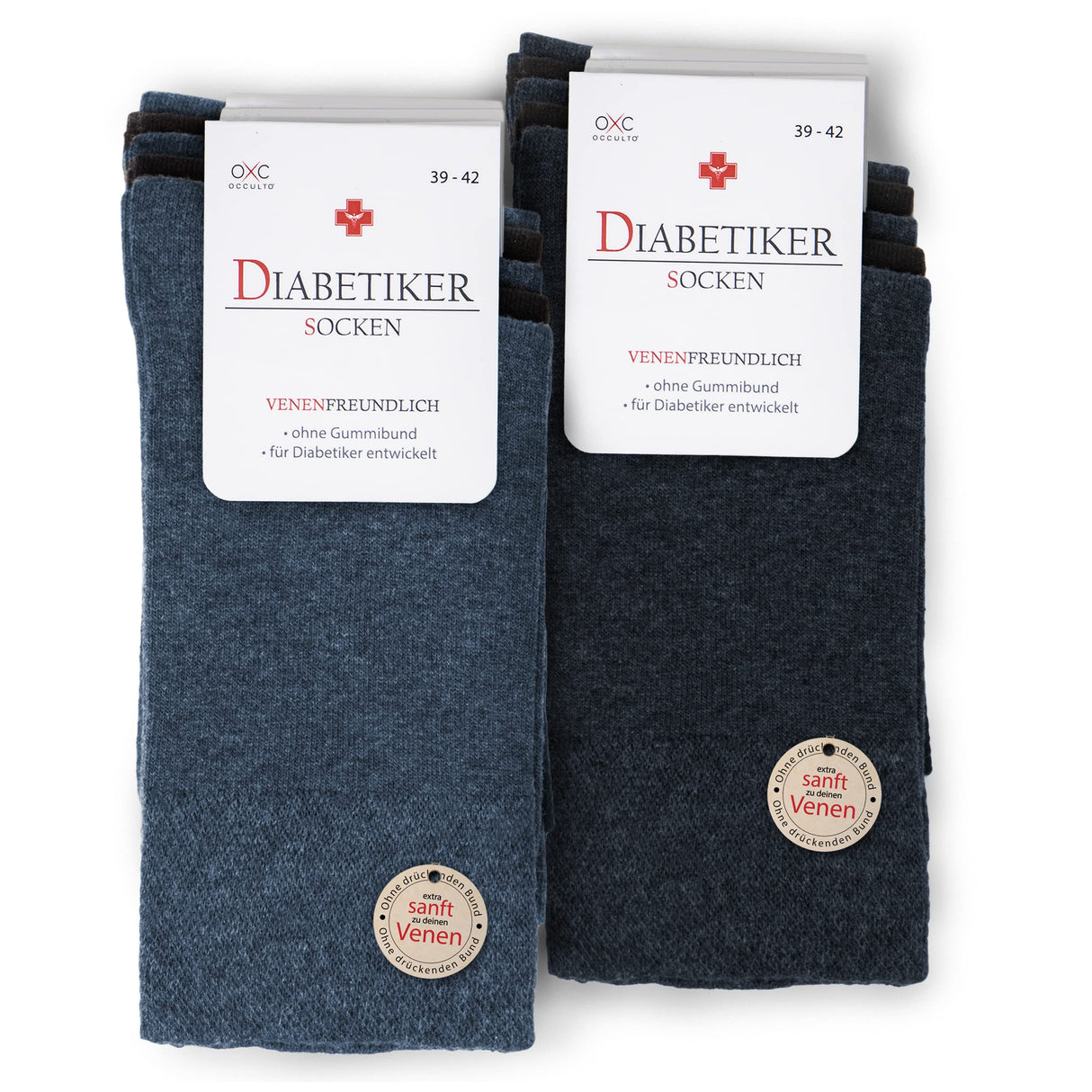 Occulto 10 pairs of seamless diabetic socks for men without elastic waistband made of cotton