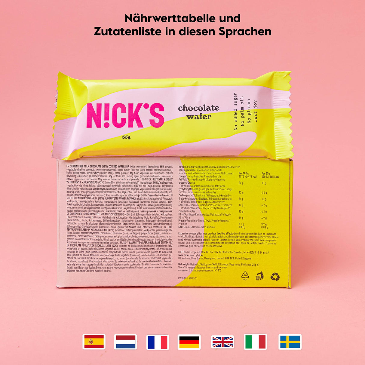 Nicks Keto Bars Erdnüsse N Fudge, Schokoladen Erdnüsse Karamell -Snacks, 175 Kalorien, 3,9 Nettokohlenhydrate, kein Zucker, glutenfrei, kohlenhydratarm (15 x 40 g)
