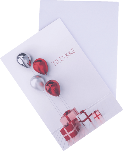 Kort M KUVert Balloner + dio a Blå