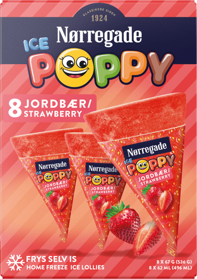 Jordbær Ice Poppy 8 stk