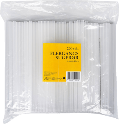 Flergangssugerør 200 stk Klar 24 cm