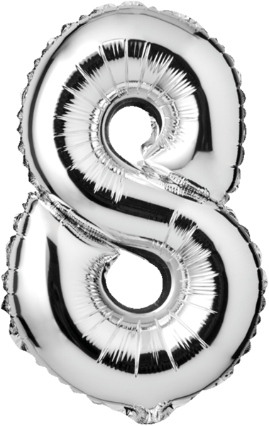 Folieballon nr 8 Sølv 1 stk H60 cm