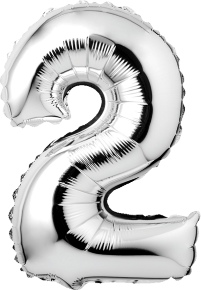 Folieballon nr 2 Sølv 1 stk H60 cm