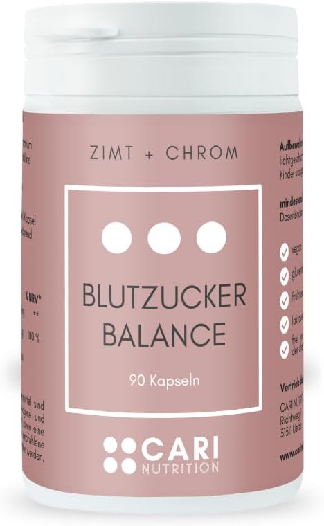 Echilibrul zahărului din sânge | 90 capsule de scortisoara cu crom | rezistența la insulină și reglarea zahărului din sânge | vegan și fabricat în Germania