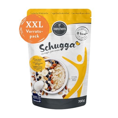 Borchers Schugga 700 g | Kein Zucker, nur süß | XXL-Tasche | Erythrit mit kristallinem Sucralose-Süßstoff | Zuckeralternative | Süßstoff | Kalorienfrei | 0,7 kg