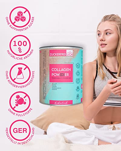 ZUCKERFREIlich Collagen Pulver kokos 240g ohne Zucker, Kollagen mit Vitaminen, zuckerfreies Protein und Spurenelementen, hochdosiert mit 7.000 mg Kollagenhydrolysat pro Portion