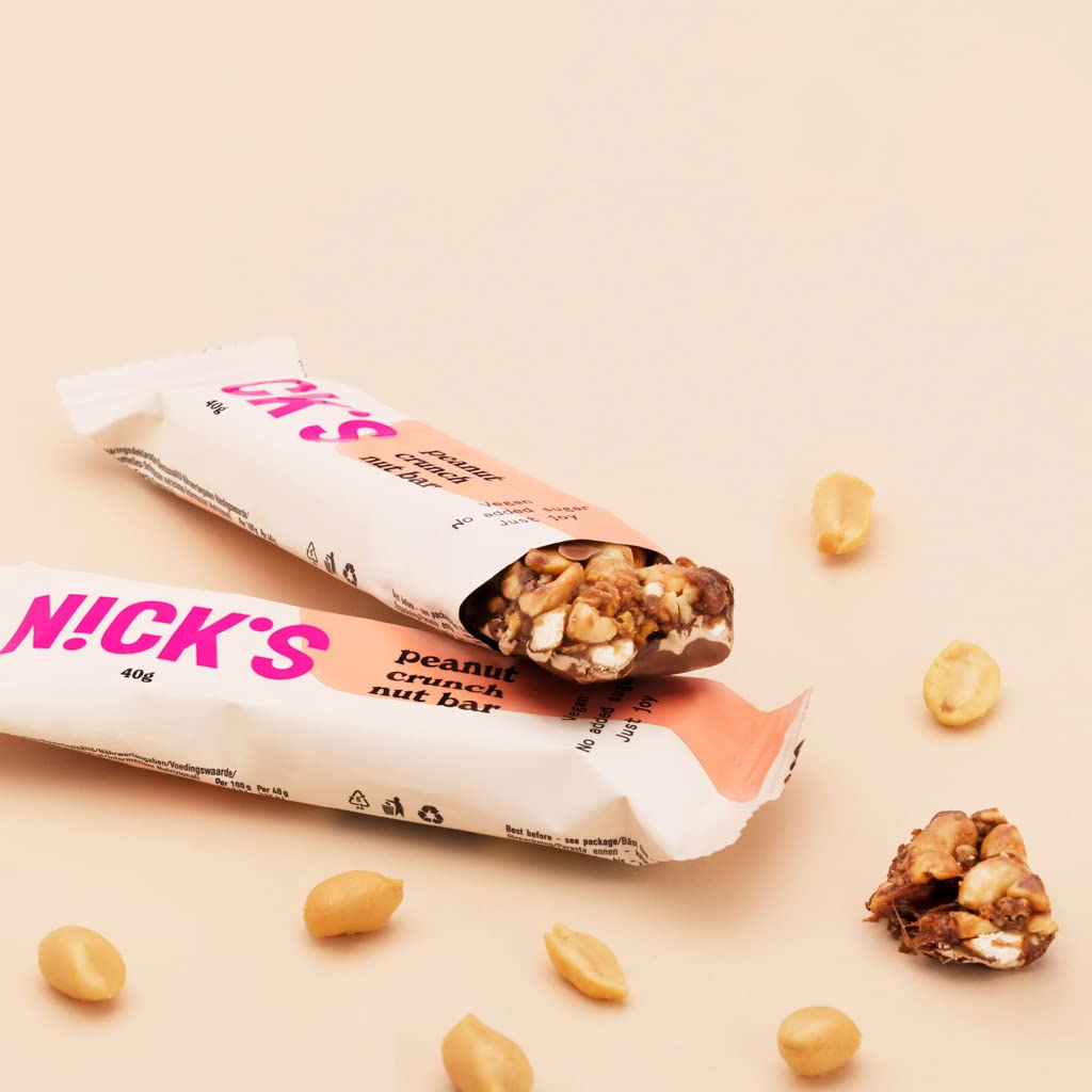 Nicks Keto Bar Almond Crunch, Vegan Chocolate Almond Nut Bar, 173 kalorier, 2,8 netto kulhydrater, ingen tilsat sukker, glutenfri, lav kulhydratsød (12x40g)