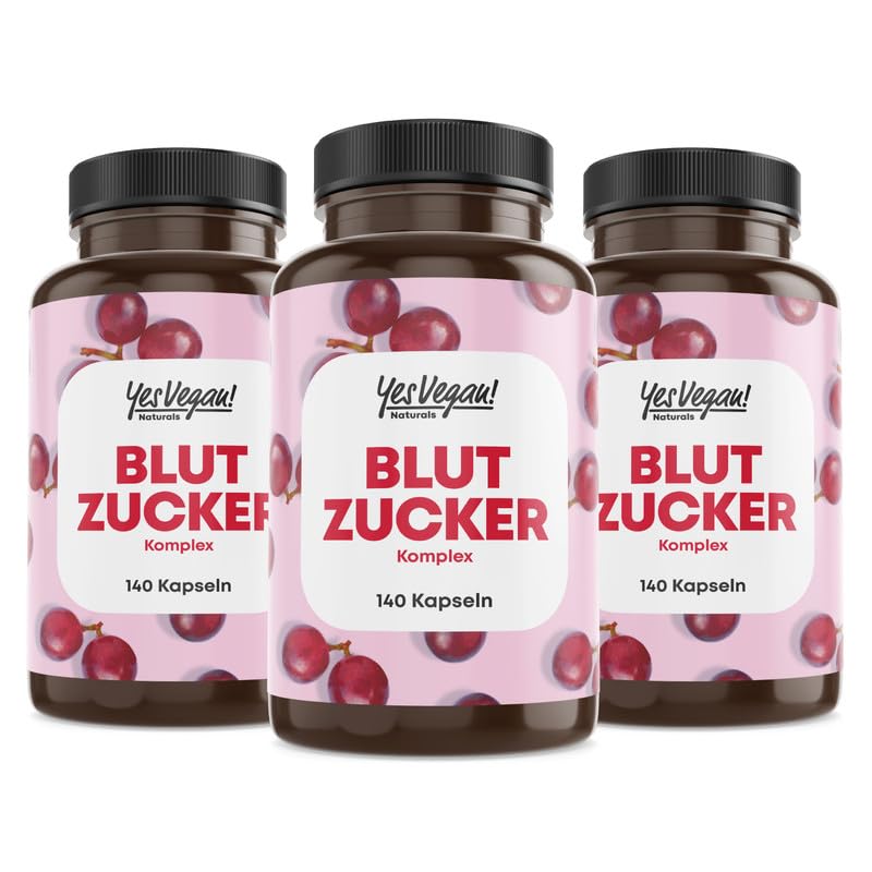 Blood sugar complex - 140 blood sugar capsules - tailored micronutrients especially suitable for diabetics - with grape seed extract OPC. Chromium. Magnesium - vegan