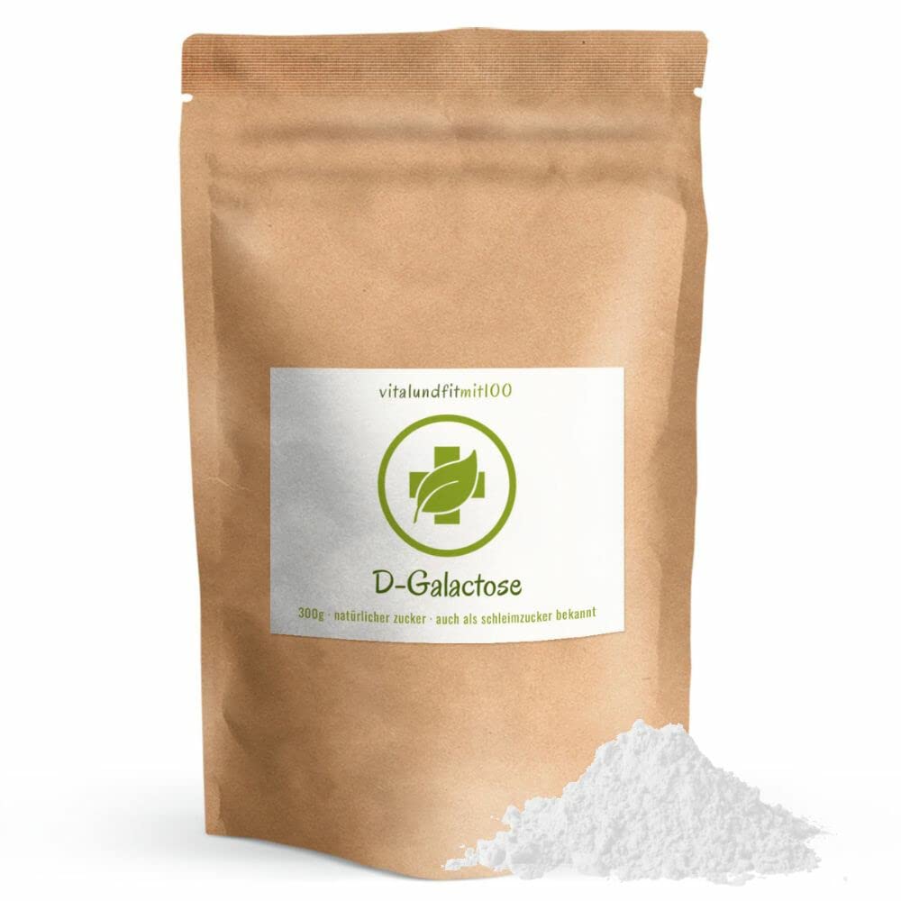 D -Galactosa en polvo 300 G - "Azúcar de mucílago" - de la fermentación de la planta - Vegano - Ideal para diabéticos - La más alta calidad y pureza posible (99%) - sin aditivos