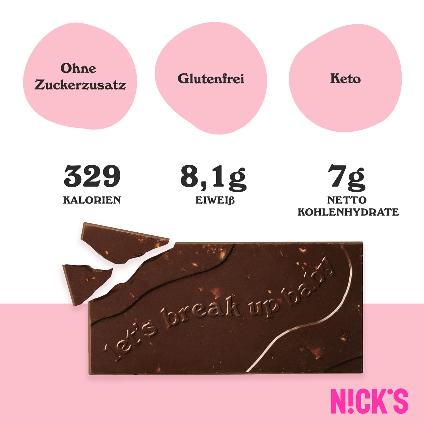 Nicks Chocolate Bars Mix uten tilsatt sukker, glutenfri, lavkarbo, ingen palmeolje, keto sjokolade (3x75g)