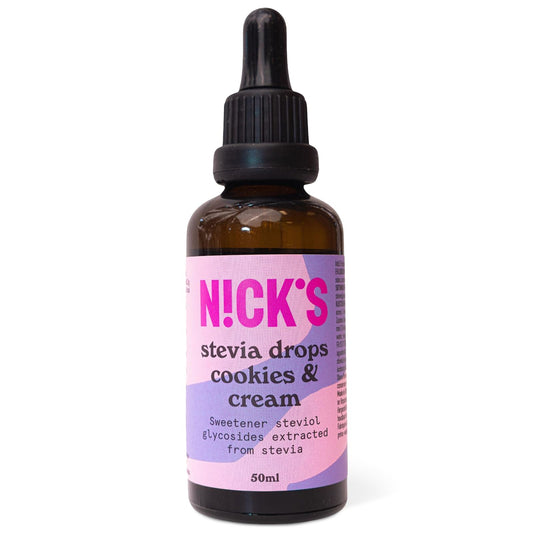 Nicks Stevia Liquid Cookies & Cream Arow Phrows (50ml) Masă fără zahăr Keto fără calorii, înlocuitor cu zahăr cu conținut scăzut de carbohidrați, îndulcitor, îndulcitor lichid, alternativă la zahăr, îndulcitor cu pipetă