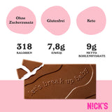 Nicks Milchschokoladenkaramell Crunch Kein Zuckerzucker, glutenfreie, niedrige Kohlenhydrate, kein Palmöl, Keto-Schokoladenstangen (3x75g)