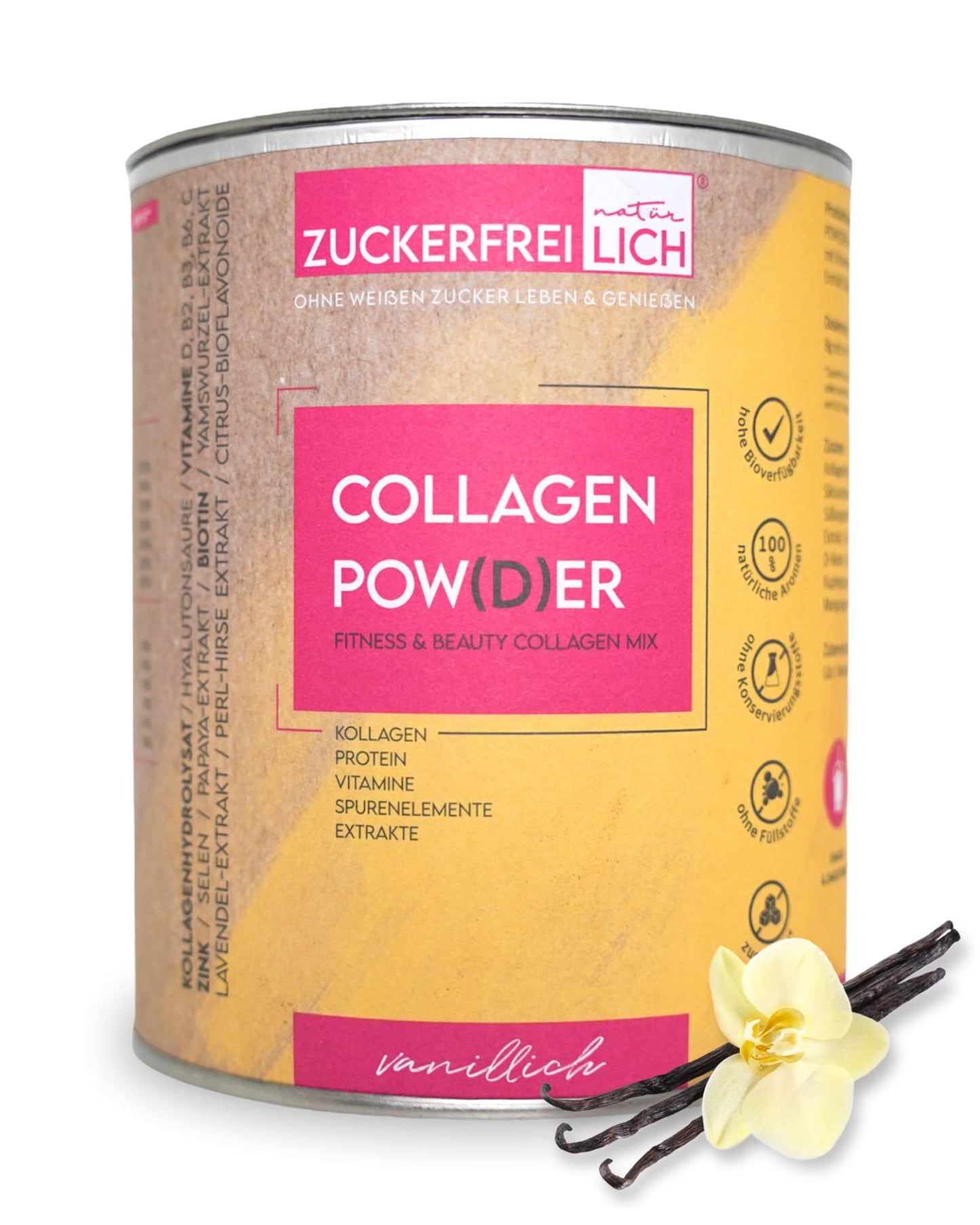 Zuckerfreilich Collagen Pulver Kokos 240G Ohne Zucker, Kollagen MIT Vitaminen, Proteina Zuckerfreies Und SpureNelement, Hochdosiert MIT 7.000 mg Kollagenhydrolisat Pro Porzione