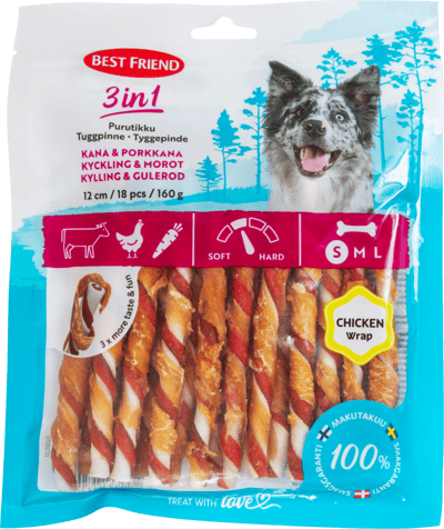 Best Friend 3in1 Tyggepinde 18 stk 160g