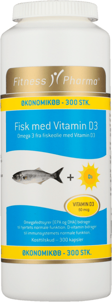 Fitness Pharma Fiskeolie+D3 Vitamina 300 Stk