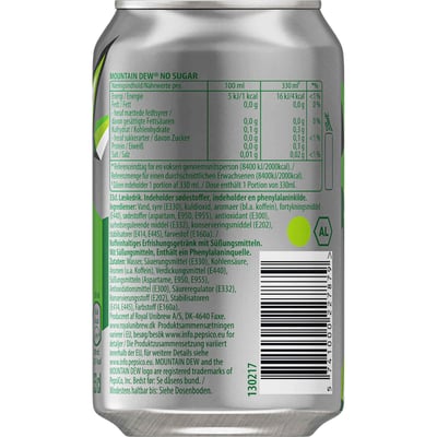 Mountain Dew null sukker 24x033l