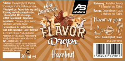 All Stars Flavor Drops Hasselnød 30ml