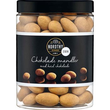 Nordthy mandler m/hvit sjokolade sterk 550 g.