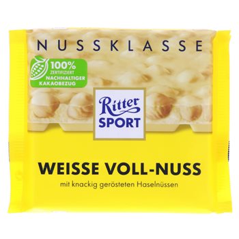 Ritter Sport White med hele nødder 100 g