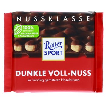 Ritter sport mørk med hele nøtter 100 g